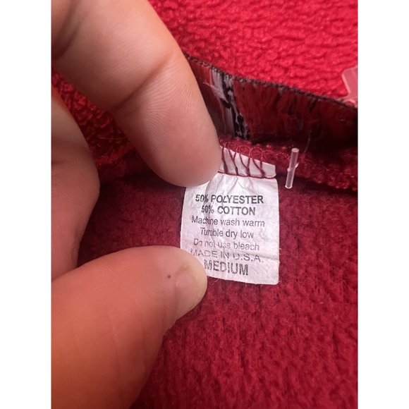 Vintage Nike Mens MD Sweater Red Fleece 1/4 Zip Long Sleeve Classic Logo Swoosh - Picture 4 of 8